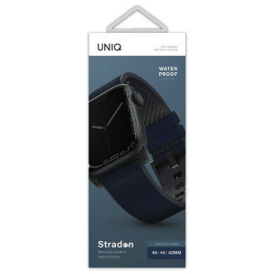 Каишка от еко кожа UNIQ Straden - Apple Watch 44mm SE / 44mm Series 6 / 44mm Series 5 / 44mm Series 4 каишка син - Img 3