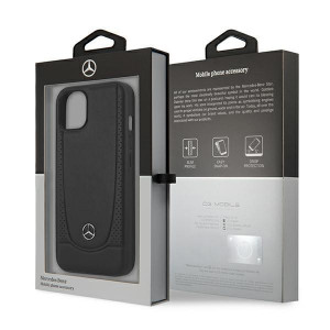 Оригинален твърд гръб от естествена кожа MERCEDES Urban MEHCP13SARMBK - iPhone 13 mini черен - Img 8