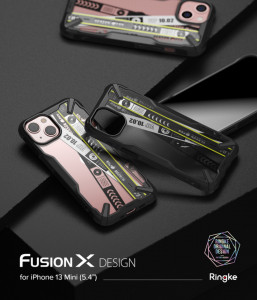 Подсилен гръб RINGKE Fusion X със силиконов бъмпер - iPhone 13 mini (Ticket band) черен - Img 9