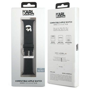 Силиконова каишка Karl lagerfeld 3D Rubber Karl Head strap - Apple Watch 41mm Series 9 / 41mm Series 8 / 41mm Series 7 / 40mm Series 6 / 40mm SE / 40mm Series 5 / 40mm Series 4 / 38mm Series 3 / 38mm Series 2 / 38mm (1st gen) черен - Img 4