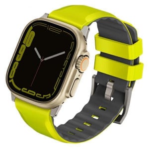 Силиконова каишка UNIQ Linus - Apple Watch Ultra 49mm / Ultra 2 49mm / 45mm Series 9 / 45mm Series 8 / 45mm Series 7 / 44mm SЕ (2nd gen) / 44mm SE / 44mm Series 6 / 44mm Series 5 / 44mm Series 4 / 42mm Series 3 / 42mm Series 2 lime - Img 1
