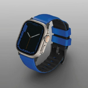 Силиконова каишка UNIQ Linus - Apple Watch Ultra 49mm / Ultra 2 49mm / 45mm Series 9 / 45mm Series 8 / 45mm Series 7 / 44mm SЕ (2nd gen) / 44mm SE / 44mm Series 6 / 44mm Series 5 / 44mm Series 4 / 42mm Series 3 / 42mm Series 2 син / Racing син - Img 3