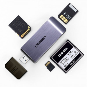 Четец за карти памет UGREEN SD / micro SD / CF / MS към USB 3.0 (50541) сив - Img 4