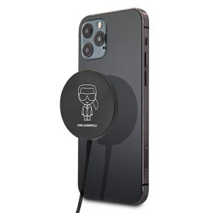 Безжично зарядно KARL LAGERFELD KLCBMSIKBK 15W (съвместимо с MagSafe) черно - Img 1