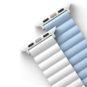 Двулицева магнитна каишка UNIQ Revix - Apple Watch Ultra 49mm / Ultra 2 49mm / 45mm Series 9 / 45mm Series 8 / 45mm Series 7 / 44mm SЕ (2nd gen) / 44mm SE / 44mm Series 6 / 44mm Series 5 / 44mm Series 4 / 42mm Series 3 / 42mm Series 2 бял / син - Img 6