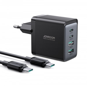 Зарядно за стена JOYROOM GaN 67W 2x USB Type A / 2x USB Type C черен (TCG02) + кабел USB Type C към USB Type C 100W 1.2m черно - Img 8