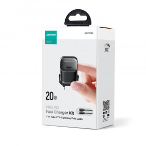 Зарядно за стена JOYROOM JR-TCF02 20W USB Type C PD + кабел USB Type C към Lightning черно - Img 3