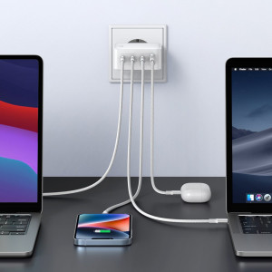 Зарядно за стена UGREEN GaN 100W USB Type A / 3x USB Type C PPS (CD226) бяло - Img 5