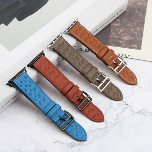 Каишка от естествена кожа Leather - Apple Watch Ultra 49mm / Ultra 2 49mm / 45mm Series 9 / 45mm Series 8 / 45mm Series 7 / 44mm SЕ (2nd gen) / 44mm SE / 44mm Series 6 / 44mm Series 5 / 44mm Series 4 / 42mm Series 3 / 42mm Series 2 кафяв - Img 8