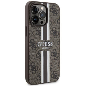 Оригинален гръб GUESS 4G Printed Stripe MagSafe GUHMP13LP4RPSW - iPhone 13 Pro кафяв - Img 4