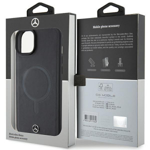 Оригинален твърд гръб MERCEDES Smooth Leather MagSafe - iPhone 15 Plus черен - Img 8