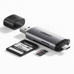 Четец за карти памет UGREEN SD / micro SD към USB 3.0 / USB Type C 3.0 (50706) сив - Img 2