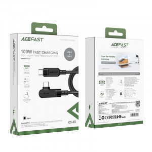 90° кабел за зареждане и данни ACEFAST USB Type C към USB Type C 100W 20V 5A 2m (C5-03) черен - Img 5