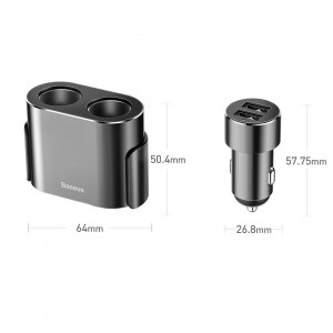 Зарядно за кола BASEUS 2x USB Type A 17W 3.1A + разклонител 2x вход за запалка 80W (CRDYQ-01) черно - Img 18