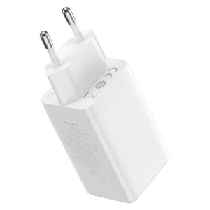 Зарядно за стена BASEUS GaN5 Pro 65W USB Type A / 2x USB Type C + кабел USB Type C към USB Type C 100W бяло - Img 3
