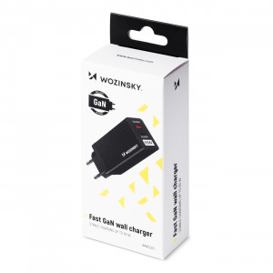 Зарядно за стена WOZINSKY GaN 65W USB Type A / USB Type C PD QC3.0 (WWCG01) черно - Img 12
