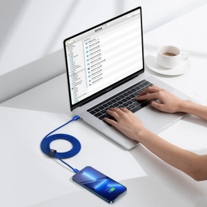 Кабел за зареждане и данни BASEUS Crystal Shine USB Type C към Lightning с бързо зареждане 20W 2m (CAJY000303) син - Img 9