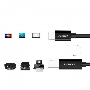 Кабел за принтер UGREEN USB Type C към USB Type B 480Mb/s 2m черен (US241) - Img 4