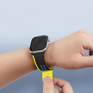 Магнитна каишка Dux Ducis LD - Apple Watch 41mm Series 9 / 41mm Series 8 / 41mm Series 7 / 40mm Series 6 / 40mm SE / 40mm Series 5 / 40mm Series 4 / 38mm Series 3 / 38mm Series 2 / 38mm (1st gen) черна / жълта - Img 5