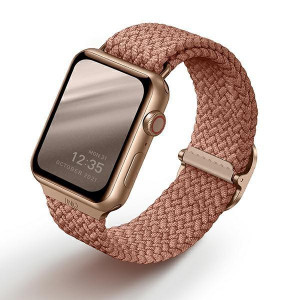 Плетена каишка UNIQ Aspen - Apple Watch 45mm Series 9 / 45mm Series 8 / 45mm Series 7 / 44mm SЕ (2nd gen) / 44mm SE / 44mm Series 6 / 44mm Series 5 / 44mm Series 4 / 42mm Series 3 / 42mm Series 2 розов - Img 1