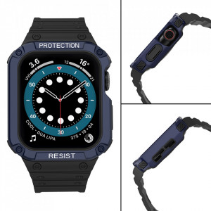 Подсилен калъф за корпус с каишка Protect - Apple Watch 45mm Series 9 / 45mm Series 8 / 45mm Series 7 / 44mm SЕ (2nd gen) / 44mm SE / 44mm Series 6 / 44mm Series 5 / 44mm Series 4 / 42mm Series 3 / 42mm Series 2 черен - Img 4