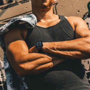 Подсилен калъф за корпус с каишка Protect - Apple Watch 45mm Series 9 / 45mm Series 8 / 45mm Series 7 / 44mm SЕ (2nd gen) / 44mm SE / 44mm Series 6 / 44mm Series 5 / 44mm Series 4 / 42mm Series 3 / 42mm Series 2 черен - Img 9