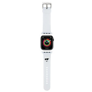 Силиконова каишка Karl lagerfeld 3D Rubber Choupette Heads Strap - Apple Watch 41mm Series 9 / 41mm Series 8 / 41mm Series 7 / 40mm Series 6 / 40mm SE / 40mm Series 5 / 40mm Series 4 / 38mm Series 3 / 38mm Series 2 / 38mm (1st gen) бял - Img 1