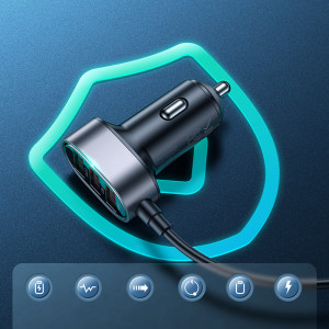 Зарядно за кола JOYROOM 45W 3x USB Type A с удължител за задната седалка 2x USB Type A (JR-CL03 Pro) черно - Img 6