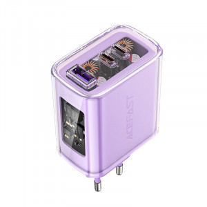 Зарядно за стена ACEFAST GaN 65W USB Type A / 2x USB Type C (A45) лилаво - Img 2