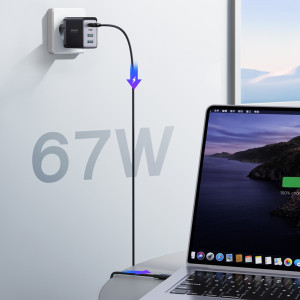 Зарядно за стена JOYROOM GaN 67W 2x USB Type A / 2x USB Type C черен (TCG02) + кабел USB Type C към USB Type C 100W 1.2m черно - Img 13