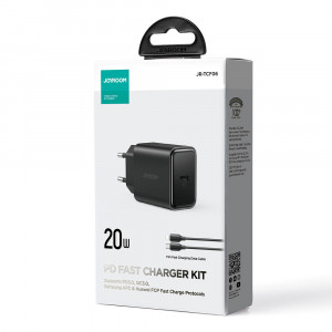 Зарядно за стена JOYROOM JR-TCF06 20W USB Type C Power Delivery + кабел USB Type C към Lightning черно - Img 9