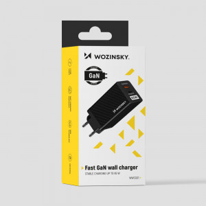 Зарядно за стена WOZINSKY GaN 65W USB Type A / USB Type C PD QC3.0 (WWCG01) черно - Img 8