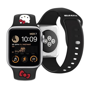 Каишка HELLO KITTY Silicone Kitty Head strap - Apple Watch 41mm Series 9 / 41mm Series 8 / 41mm Series 7 / 40mm Series 6 / 40mm SE / 40mm Series 5 / 40mm Series 4 / 38mm Series 3 / 38mm Series 2 / 38mm (1st gen) черен - Img 4