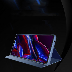 Огледален калъф тип книга Clear View - Xiaomi Poco X5 / Redmi Note 12 син - Img 2