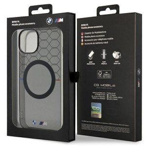 Оригинален гръб BMW Pattern MagSafe BMHMP14SHGPK - iPhone 14 сив - Img 8