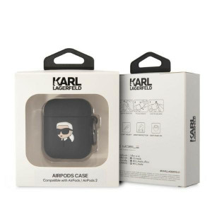 Оригинален калъф за слушалки Karl LAGERFELD Silicone Karl Head 3D KLA2RUNIKK - AirPods 1 / 2 черен - Img 3