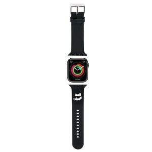 Силиконова каишка Karl lagerfeld 3D Rubber Choupette Heads Strap - Apple Watch 41mm Series 9 / 41mm Series 8 / 41mm Series 7 / 40mm Series 6 / 40mm SE / 40mm Series 5 / 40mm Series 4 / 38mm Series 3 / 38mm Series 2 / 38mm (1st gen) черен - Img 1