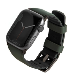 Силиконова каишка UNIQ Linus - Apple Watch Ultra 49mm / Ultra 2 49mm / 45mm Series 9 / 45mm Series 8 / 45mm Series 7 / 44mm SЕ (2nd gen) / 44mm SE / 44mm Series 6 / 44mm Series 5 / 44mm Series 4 зелена - Img 1