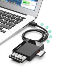Четец за карти памет UGREEN SD / micro SD / CF / MS към USB 3.0 (30231) черен - Img 2