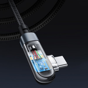 90° кабел за зареждане и данни ACEFAST USB Type C към USB Type C 100W 20V 5A 2m (C5-03) черен - Img 8