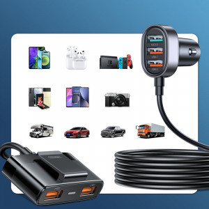 Зарядно за кола JOYROOM 45W 3x USB Type A с удължител за задната седалка 2x USB Type A (JR-CL03 Pro) черно - Img 7