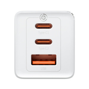 Зарядно за стена BASEUS GaN5 Pro 65W USB Type A / 2x USB Type C + кабел USB Type C към USB Type C 100W бяло - Img 4