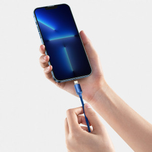 Кабел за зареждане и данни BASEUS Crystal Shine USB Type C към Lightning с бързо зареждане 20W 2m (CAJY000303) син - Img 11