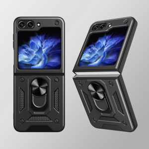 Подсилен калъф Hybrid Armor Camshield с подвижно покритие за камерата и стойка - Z Flip5 черен - Img 8