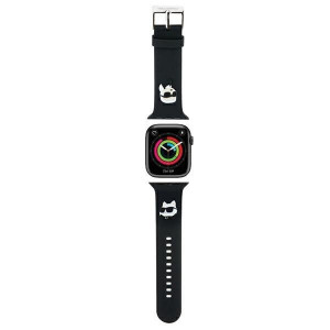 Силиконова каишка Karl lagerfeld 3D Rubber Karl & Choupette Heads strap - Apple Watch 41mm Series 9 / 41mm Series 8 / 41mm Series 7 / 40mm Series 6 / 40mm SE / 40mm Series 5 / 40mm Series 4 / 38mm Series 3 / 38mm Series 2 / 38mm (1st gen) черен - Img 1