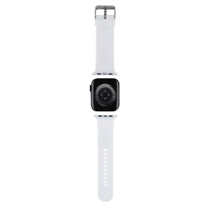 Силиконова каишка Karl lagerfeld 3D Rubber Karl & Choupette Heads strap - Apple Watch 41mm Series 9 / 41mm Series 8 / 41mm Series 7 / 40mm Series 6 / 40mm SE / 40mm Series 5 / 40mm Series 4 / 38mm Series 3 / 38mm Series 2 / 38mm (1st gen) бял - Img 2