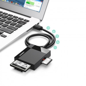 Четец за карти памет UGREEN SD / micro SD / CF / MS към USB 3.0 (CR125 30333) черен - Img 3