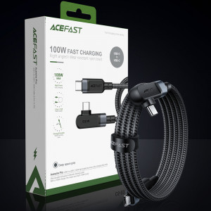 90° кабел за зареждане и данни ACEFAST USB Type C към USB Type C 100W 20V 5A 2m (C5-03) черен - Img 9