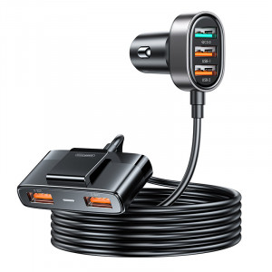 Зарядно за кола JOYROOM 45W 3x USB Type A с удължител за задната седалка 2x USB Type A (JR-CL03 Pro) черно - Img 1