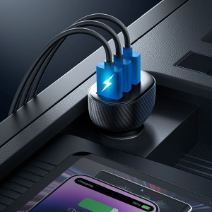 Зарядно за кола JOYROOM JR-CCD03 17W 3.4A 3x USB Type A с LED дисплей черно - Img 13